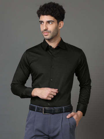 Formal Black Solid Shirt - Three Bears