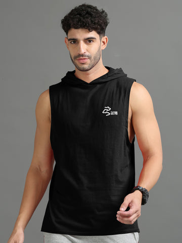 Black Sleeveless Hoodie