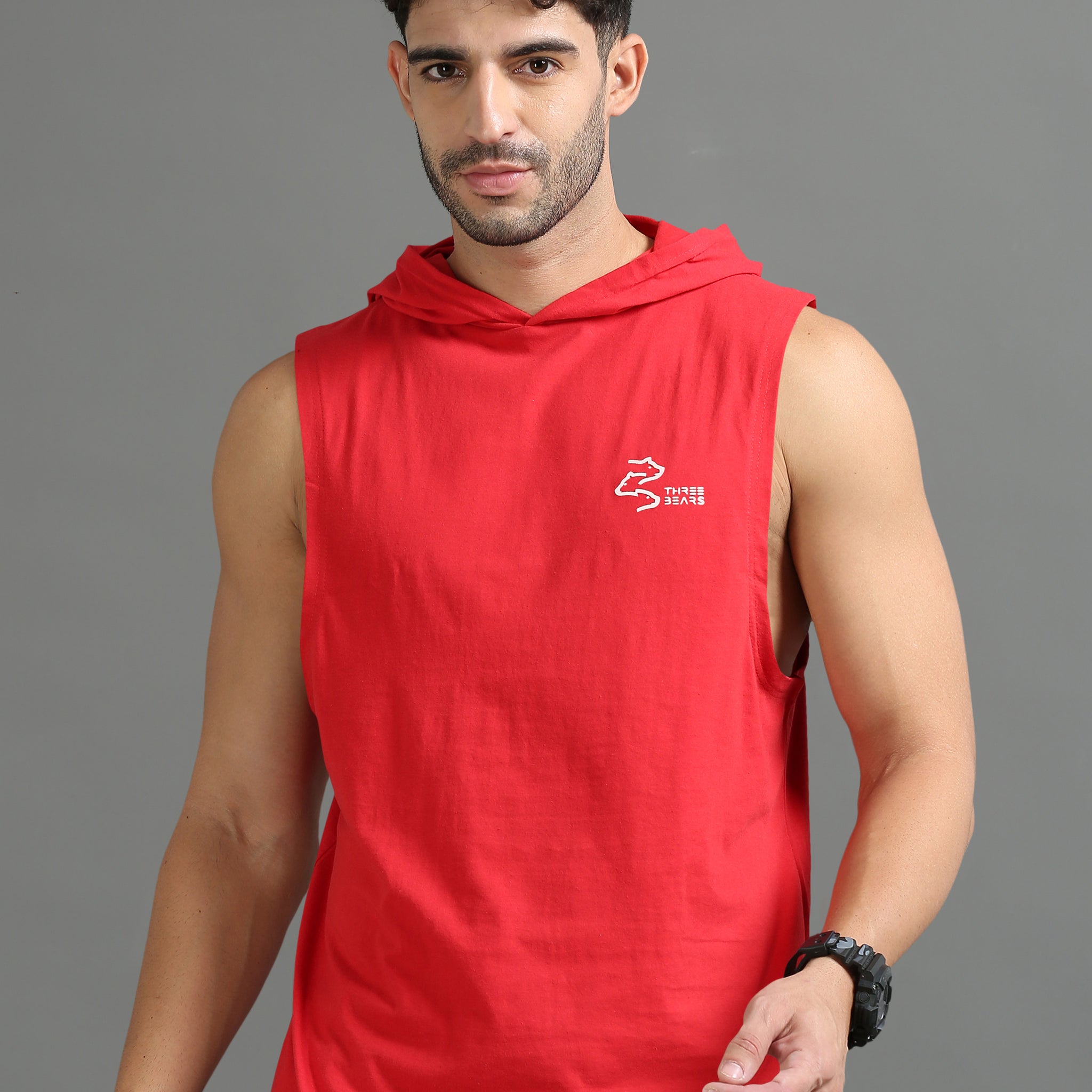 Red Sleeveless Hoodie