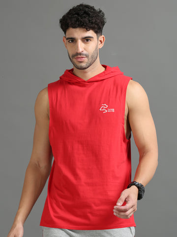 Red Sleeveless Hoodie