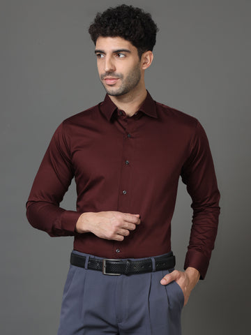 Formal Wine Solid Shirt - Three Bears