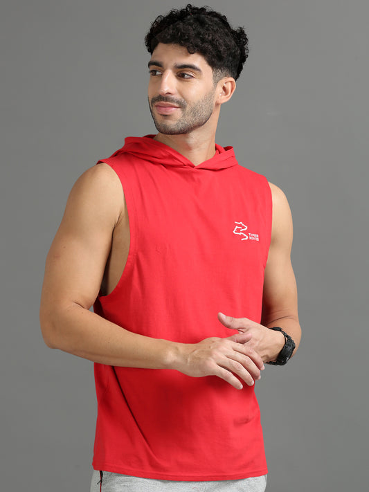 Red Sleeveless Hoodie