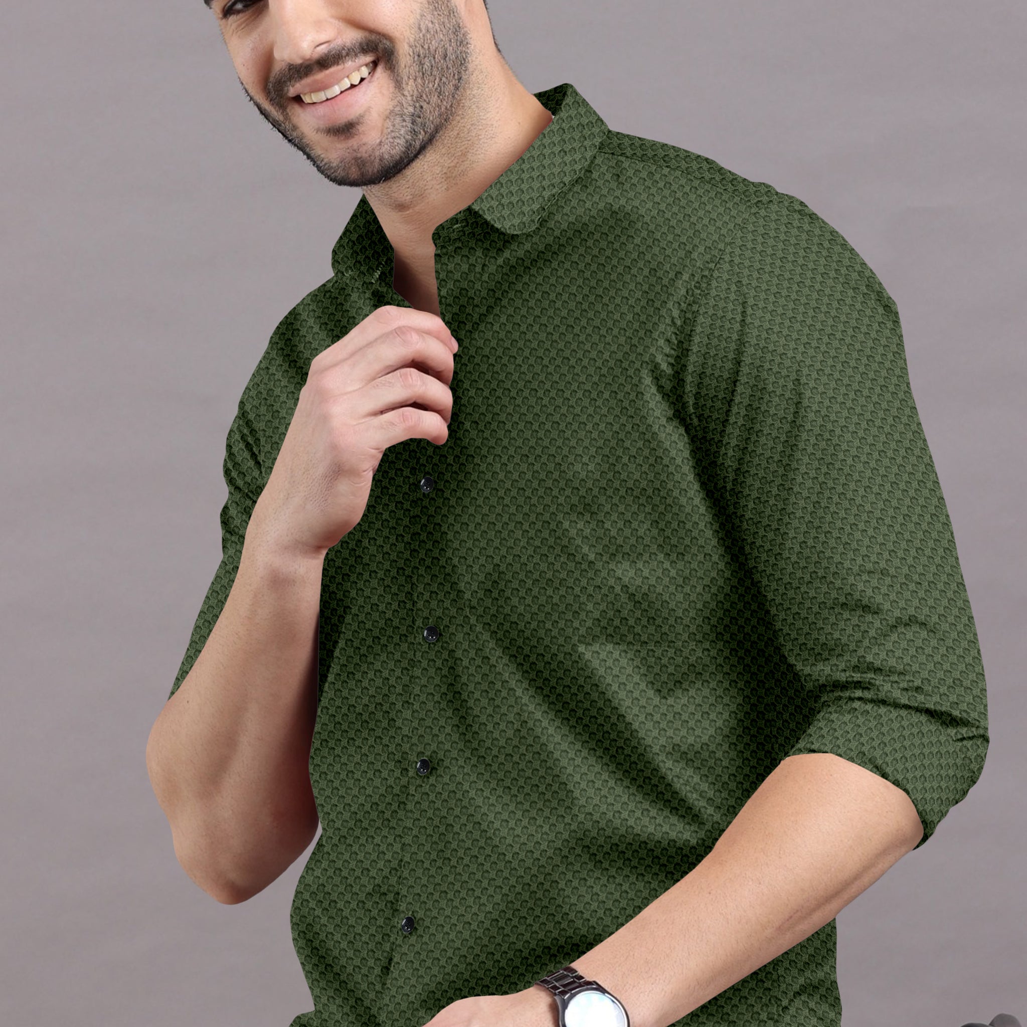 Green Bubble Textured Shirt