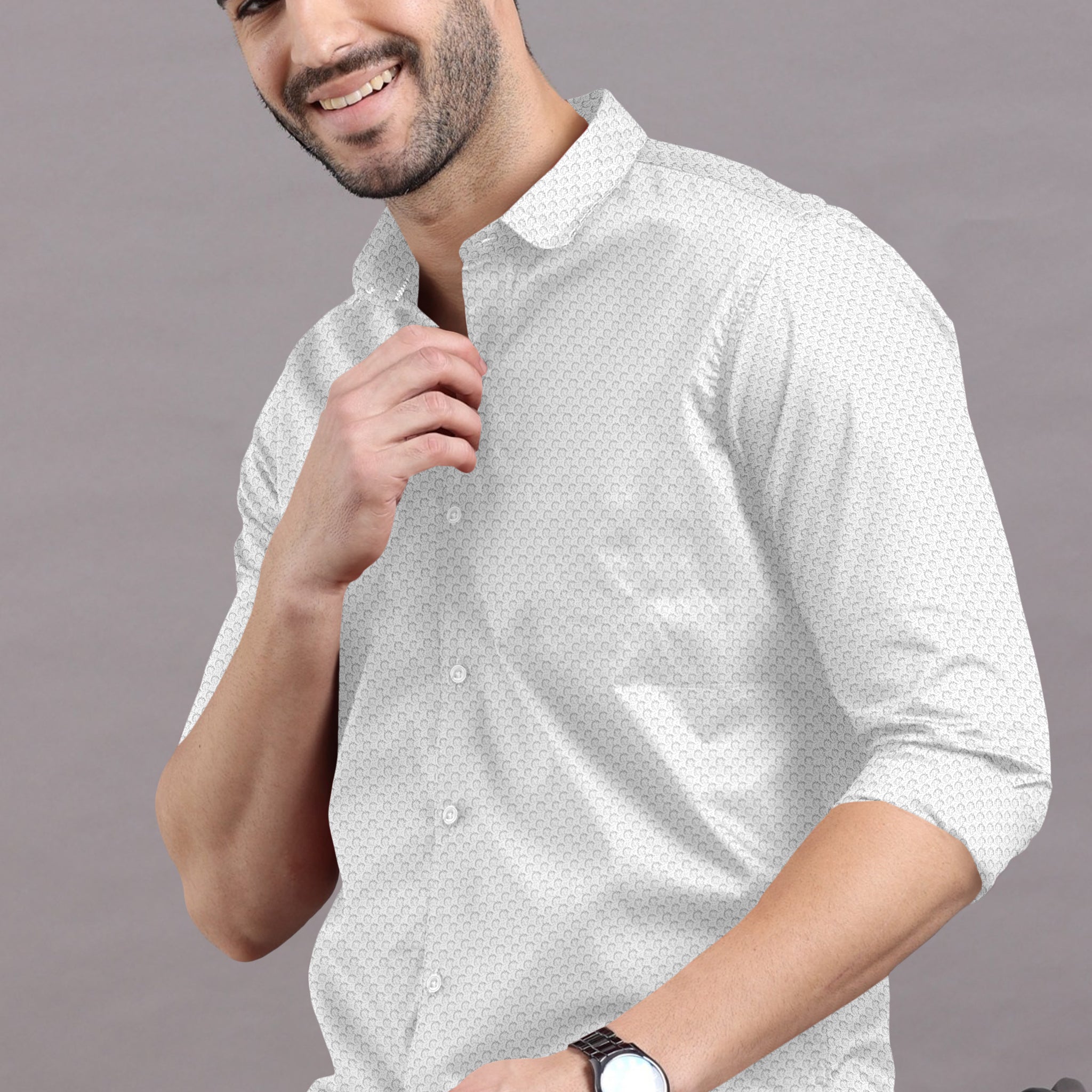 White Bubble Textured Shirt