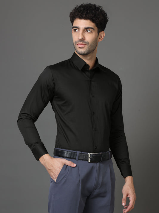 Formal Black Solid Shirt - Three Bears