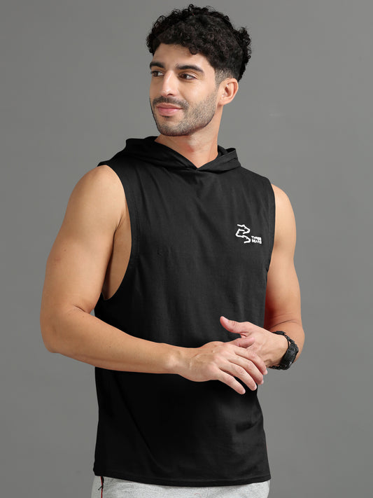 Black Sleeveless Hoodie