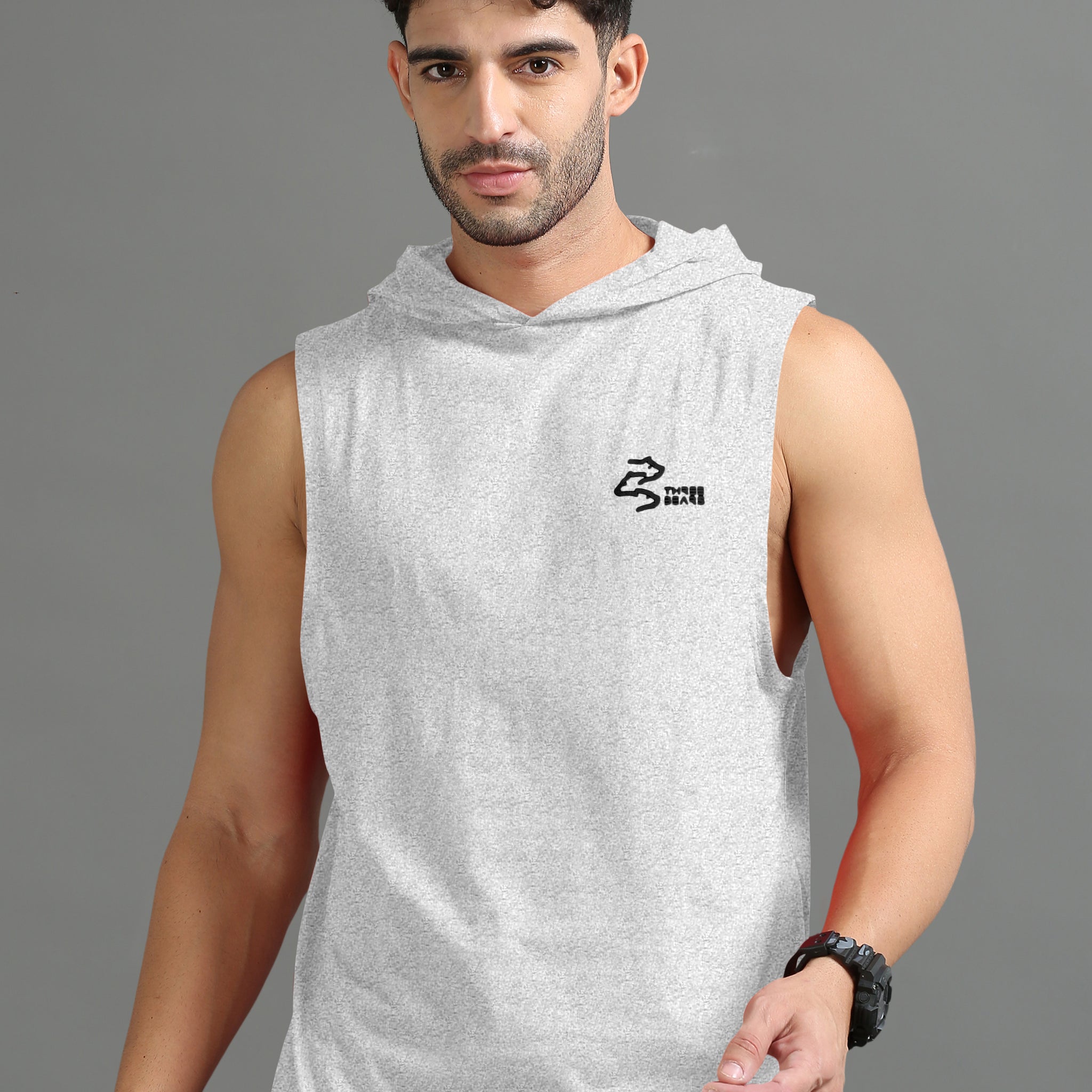 Grey Sleeveless Hoodie